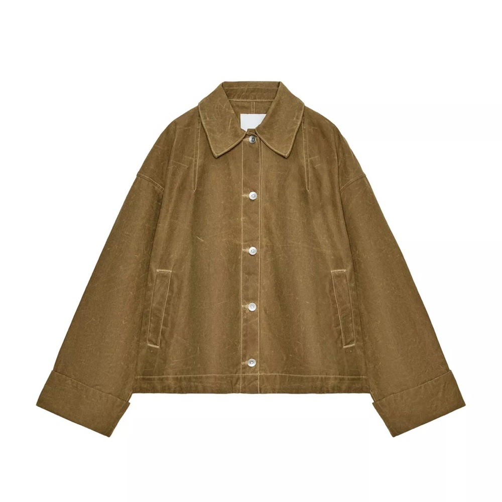 NEW Zara Waxed Cape Jacket